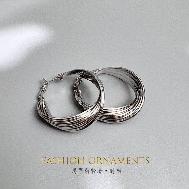 铜合金耳饰 0348莫比乌斯时尚大耳圈气质百搭手工耳环