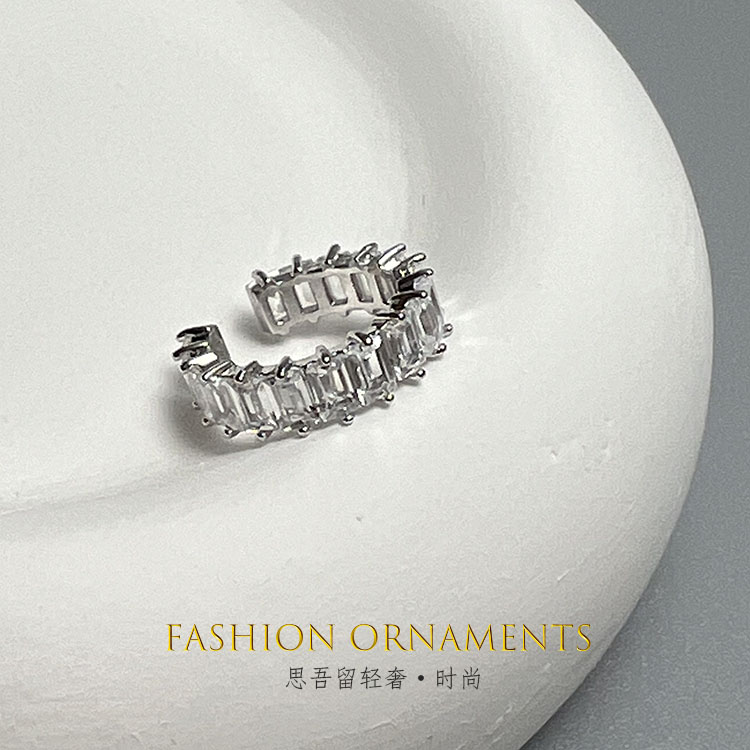 铜合金合成锆石耳饰 0909 个性简约时尚镶嵌 单只 无耳洞 耳骨夹