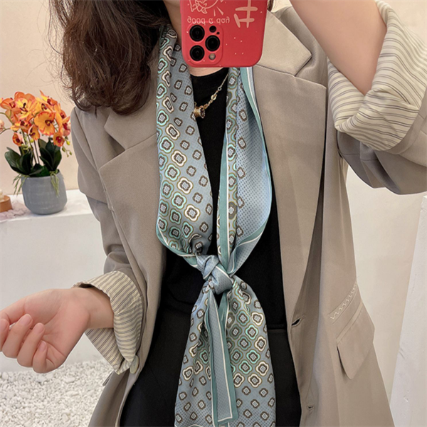 Qiantang Story/钱塘故事湖蓝四叶花 12姆米 16*150cm