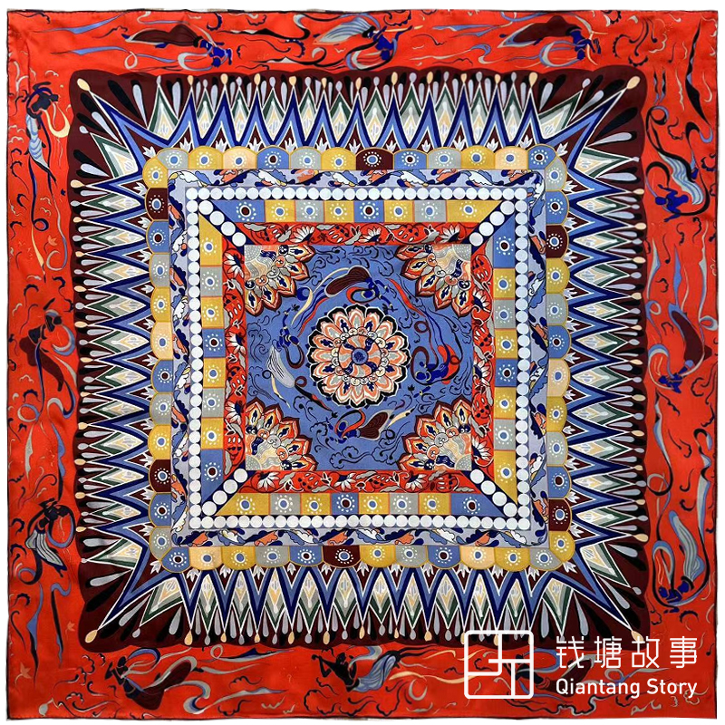 Qiantang Story/钱塘故事敦煌纪念版飞天宝莲红，88*88cm