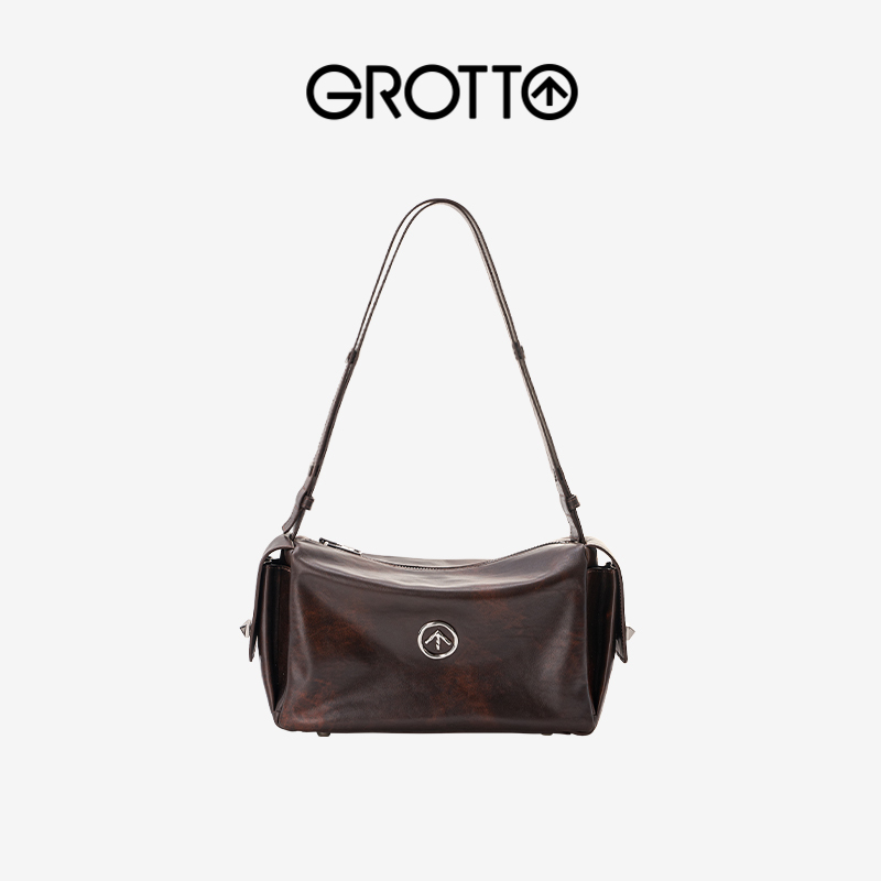 【吐司包】GROTTO个乐单肩斜跨牛皮托特单肩斜挎包琥珀流光