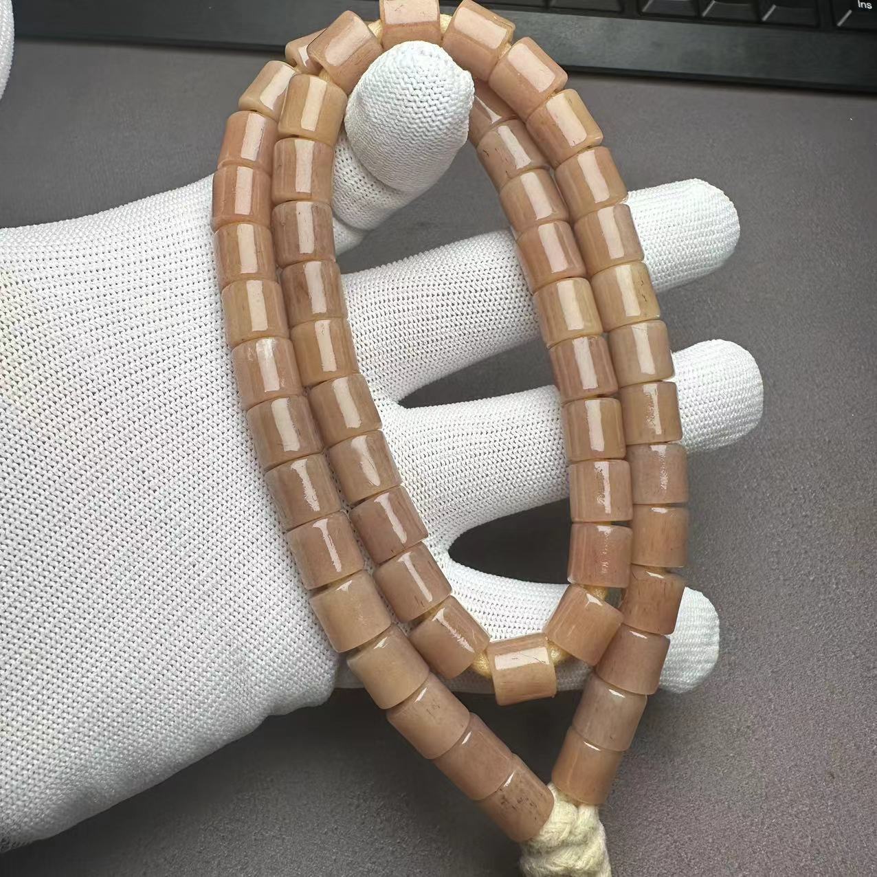 驼骨正品沉血老料54粒藏式手持