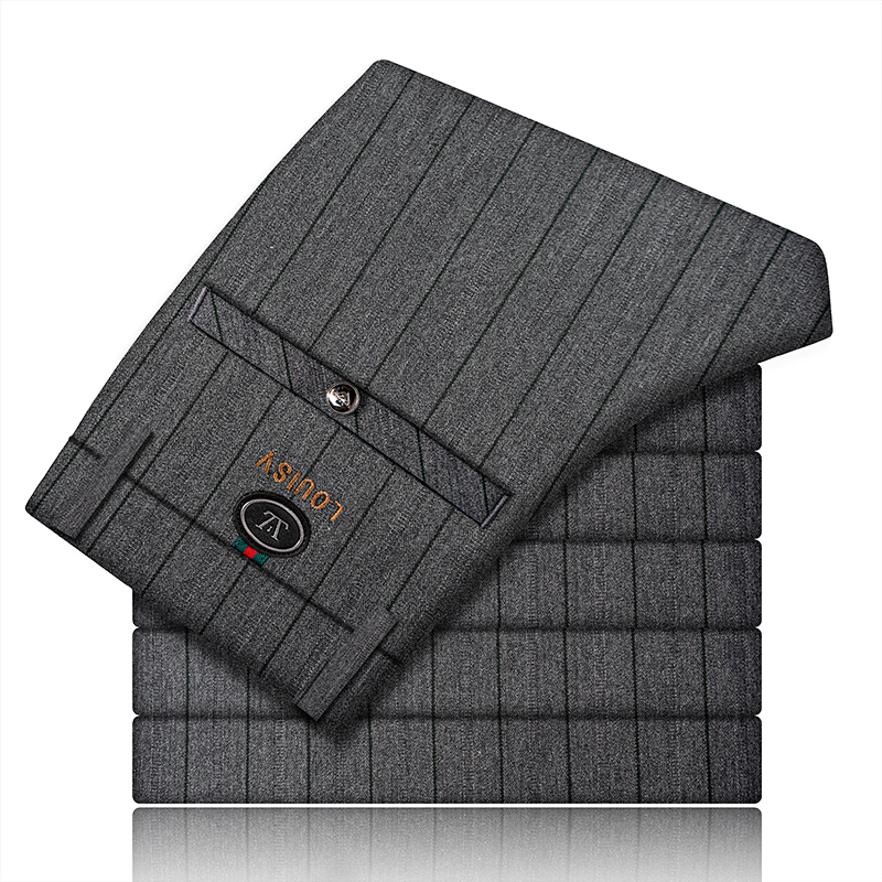 男款修身小脚裤中年时尚上档次高档小脚裤休闲裤秋冬款条纹休闲裤