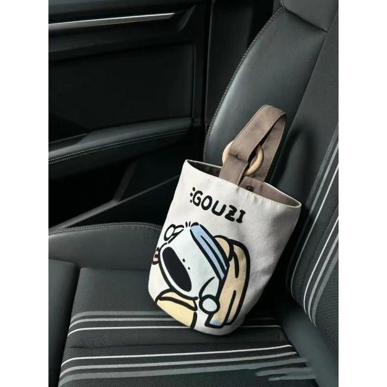 W上班族便携手提袋帆布水桶包可爱水桶型手拎便当包宝妈外出手提