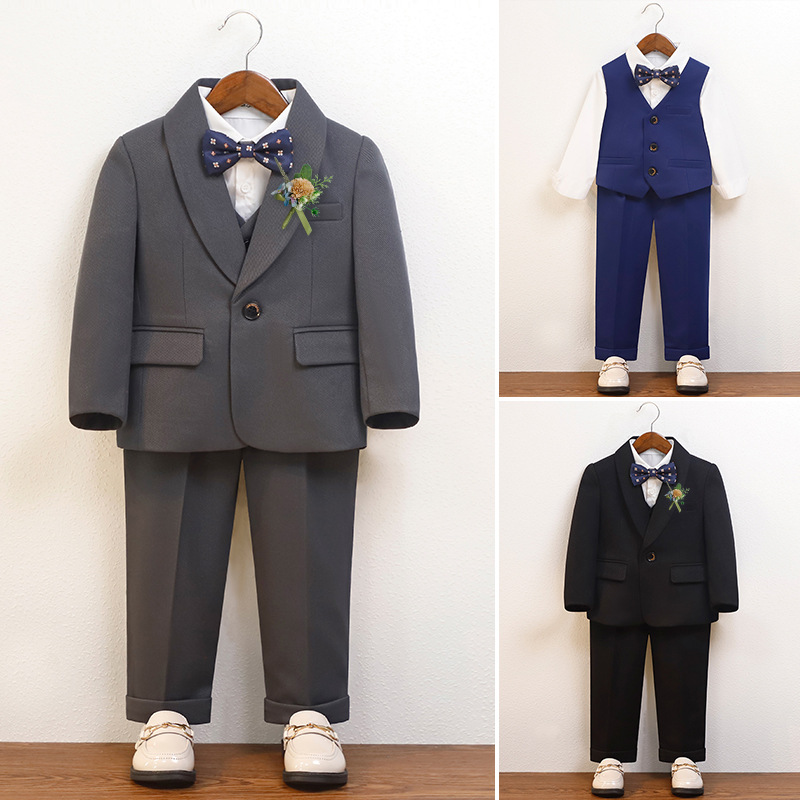 2024男童小西装三件套帅气外套英伦西服儿童生日周岁花童演出礼服