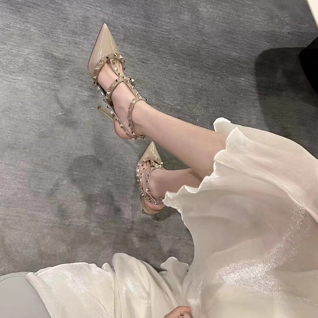 1号链接：浅口女鞋防滑细跟高跟鞋尖头单鞋细跟气质百搭铆钉夏季女
