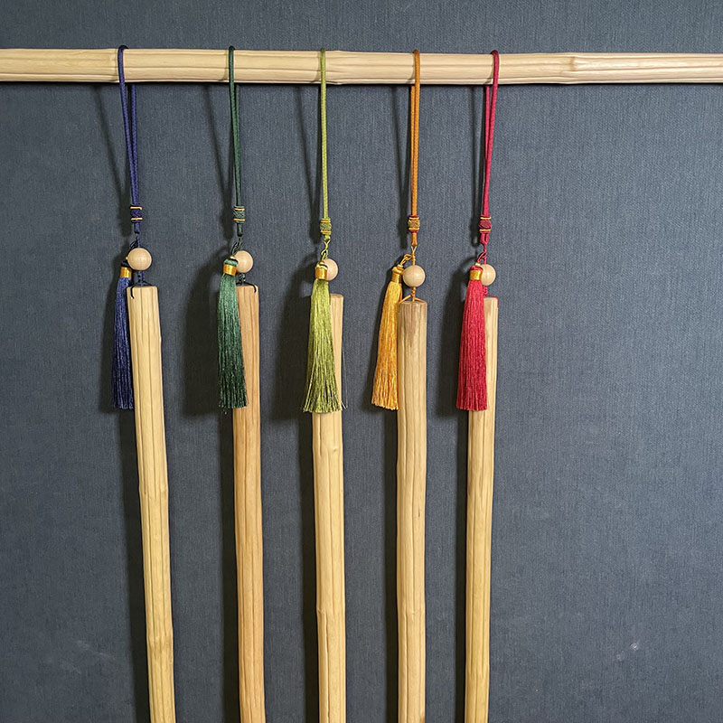 五台山六道木降龙木登山杖武术棍 防身棍长约90cm 下单注流苏颜色