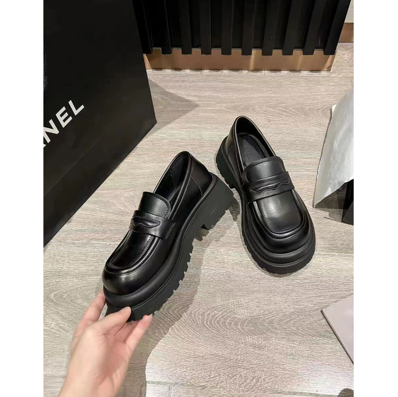 洋洋子【小皮鞋】厚底乐福鞋女真皮一脚蹬百搭时尚舒适新款女鞋单鞋