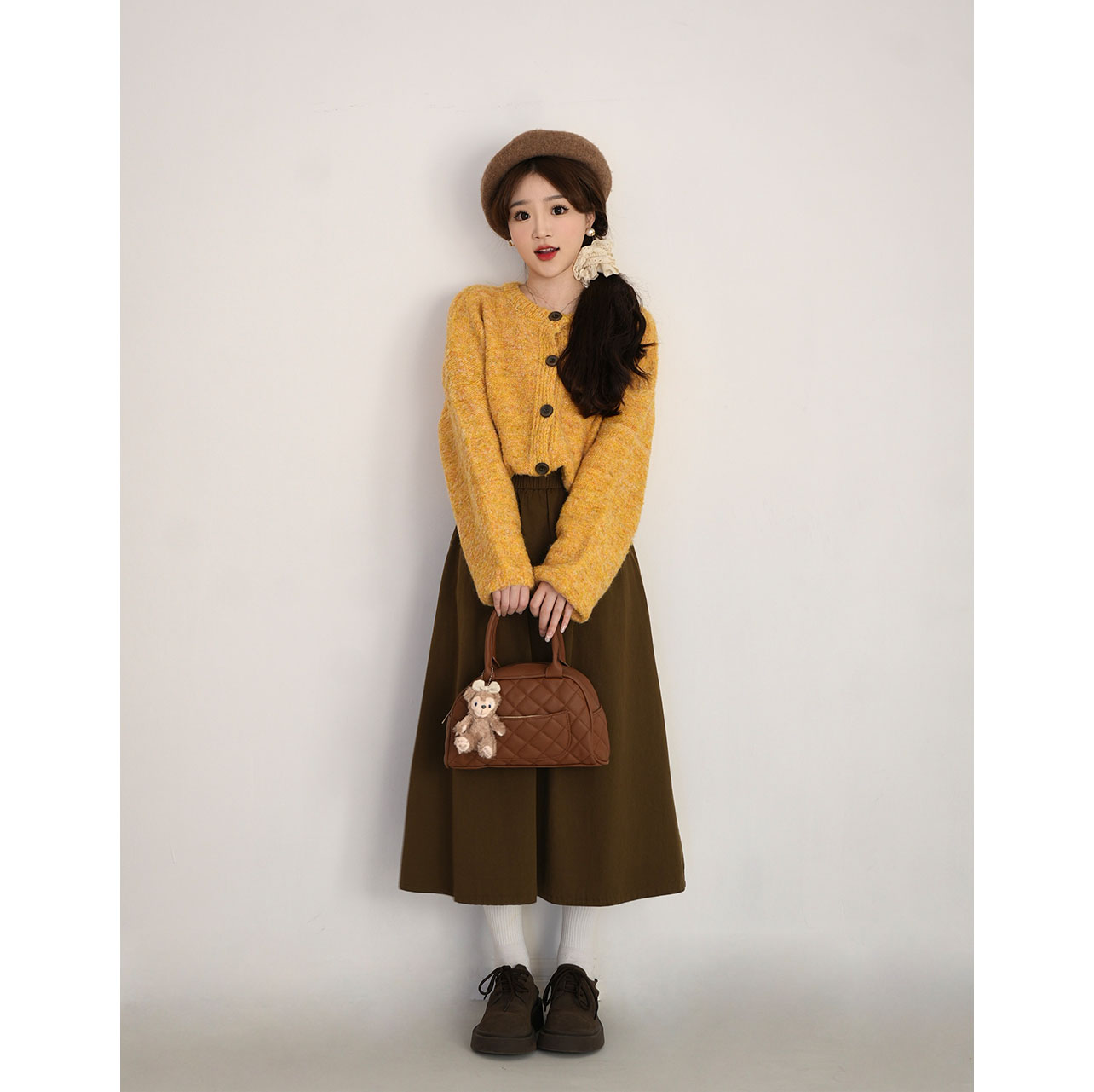 洋洋子【枫糖可可】初秋日系慵懒风复古简约毛衣针织开衫短款外套