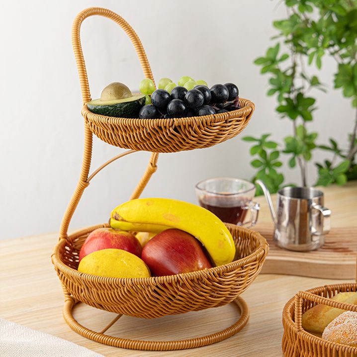 S22小蛮腰仿藤简约风客厅篮子家用篮简水果篮藤编收纳筐置物篮