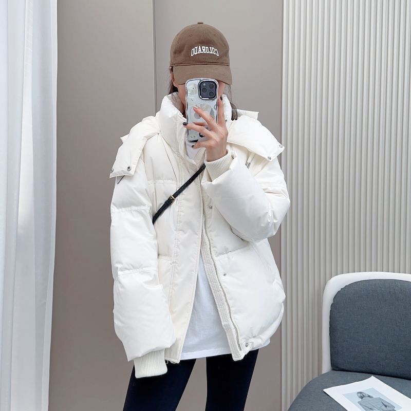 时尚羽绒服反季羽绒服女短款2023年韩版连帽加厚收腰显瘦小个子
