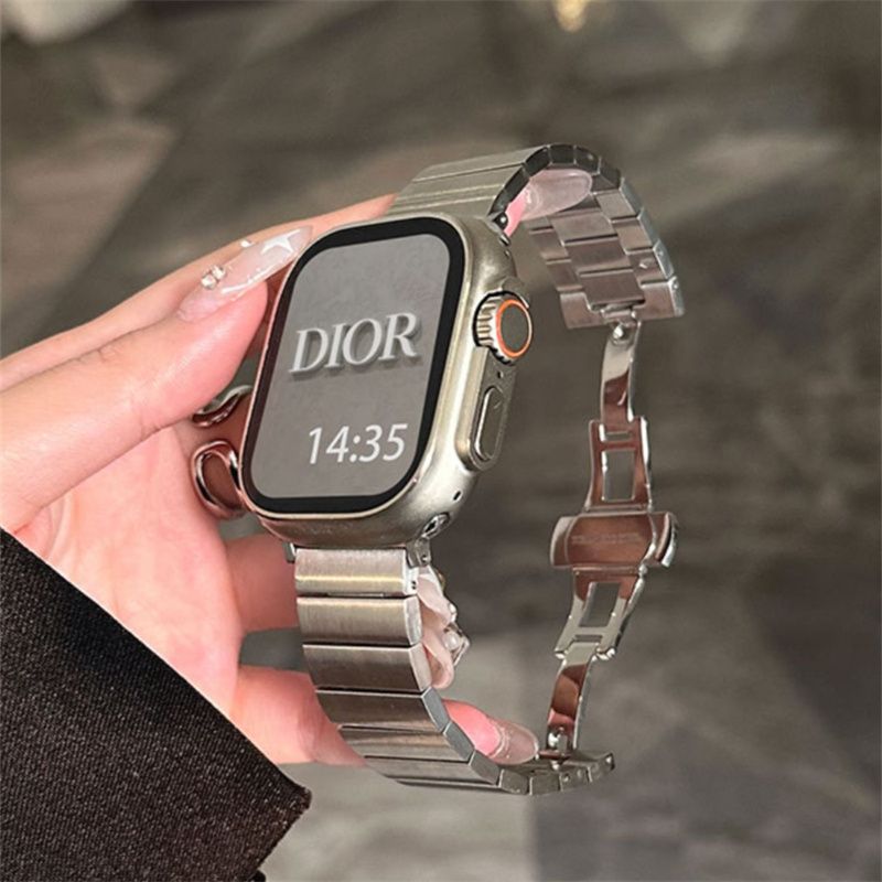 适用iwatchs9苹果applewatchs8765432se单株竹节表带腕带金属商务
