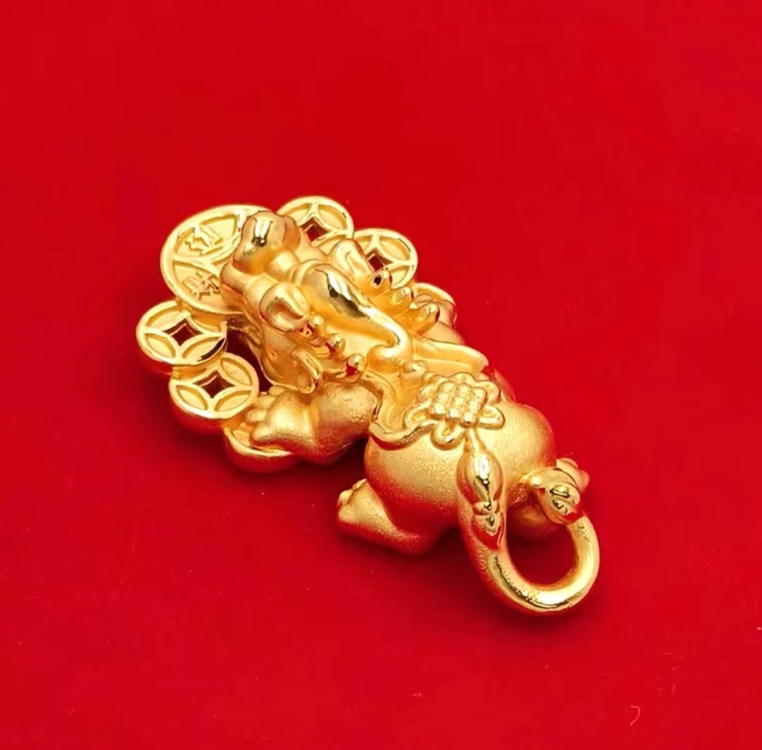 合金吊坠 大貔貅钱币吊坠时尚金色精美不掉色经典素款气质编织