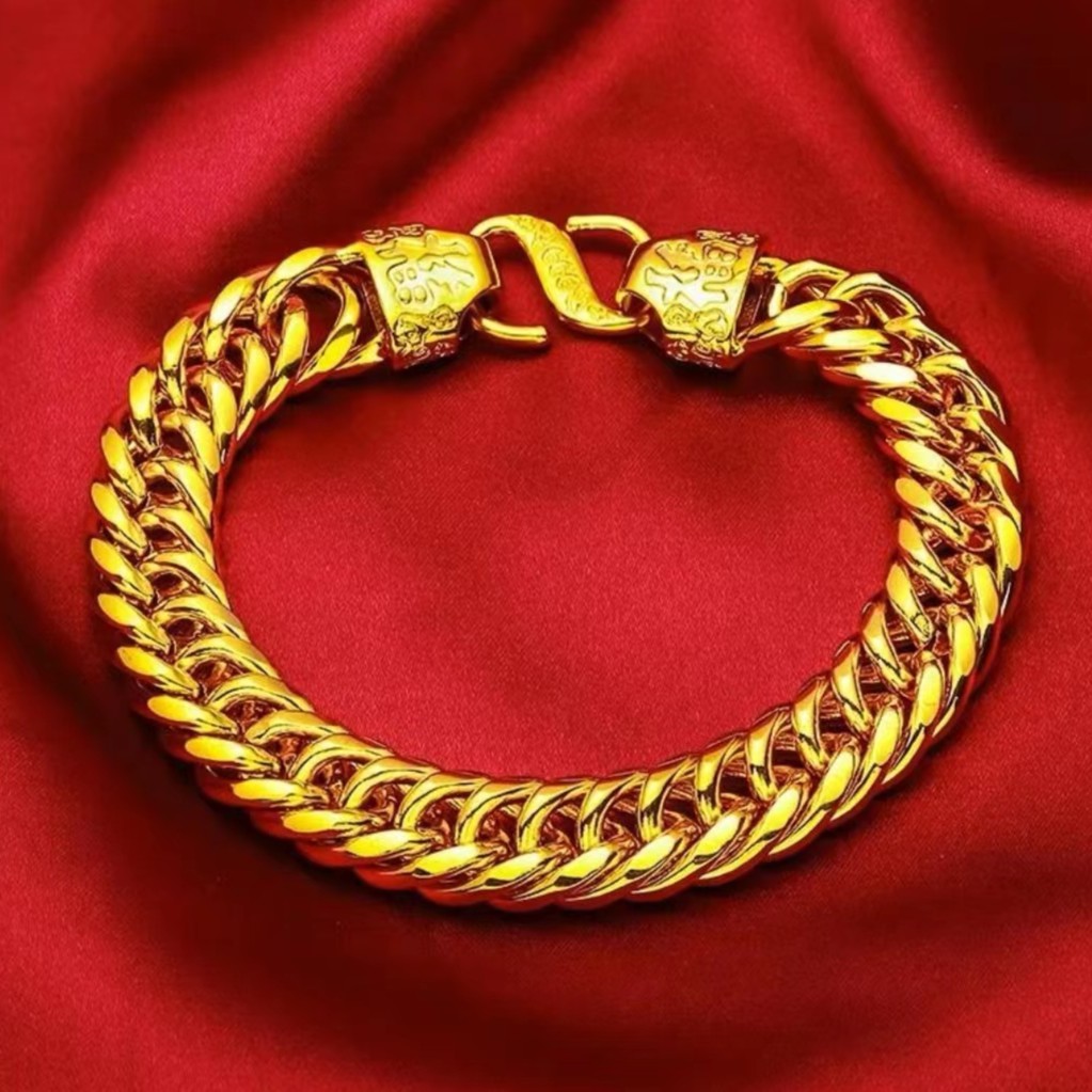 合金手链 老板手链 （宽15mm）大小链长22男款金色时尚经典手链光面