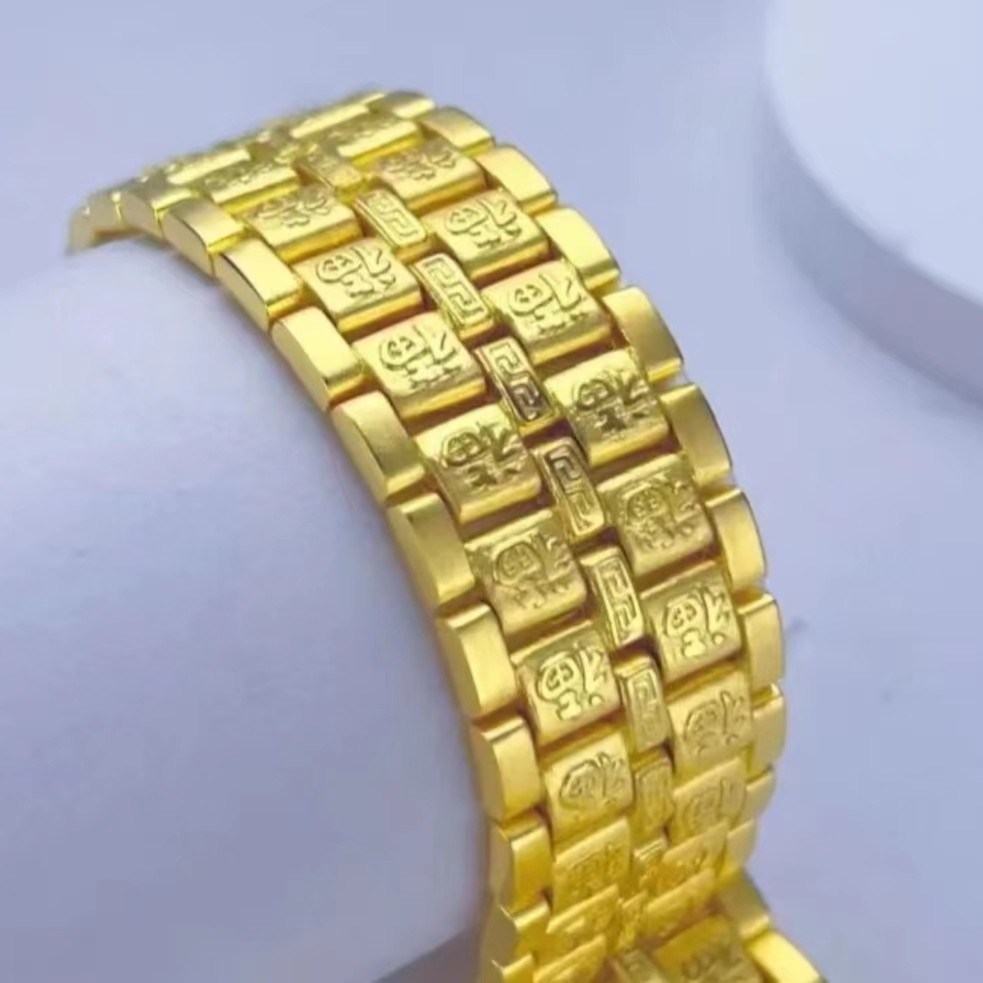 铜合金手链  双百福精品手链气磨砂男士百搭时尚饰品美观金色大气