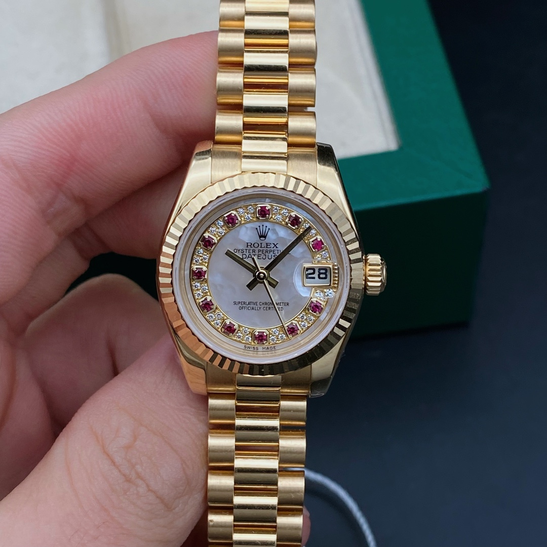 99新 Rolex/劳力士 日志179178女表/自动机械/表径26/原钻/18k金