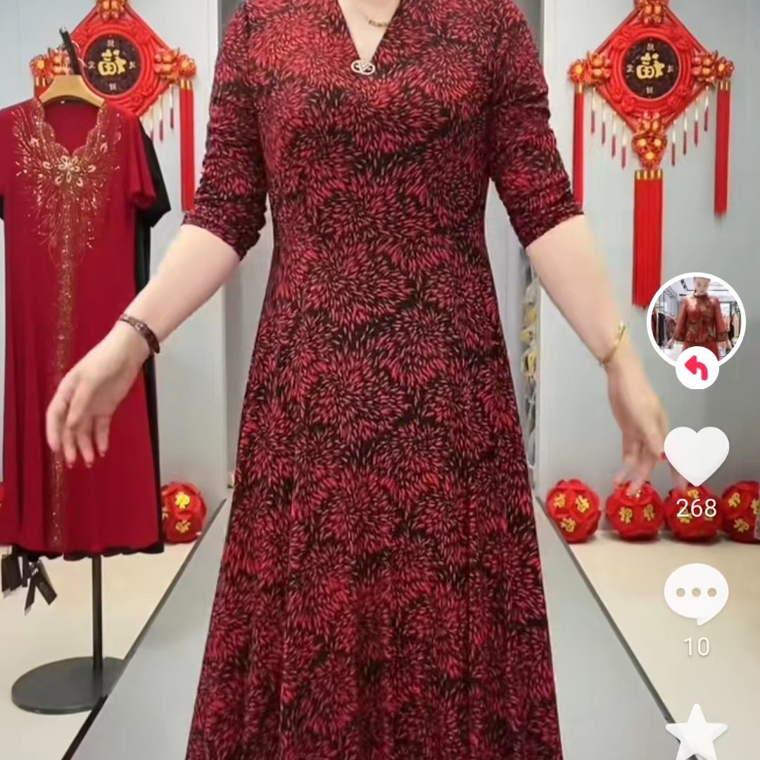 气质优雅时尚长款连衣裙80733