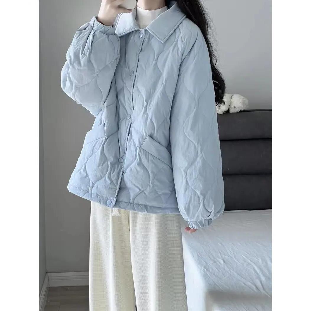 潮流2023年秋冬新款轻薄羽绒棉女面包服宽松翻领韩版短款棉衣外套