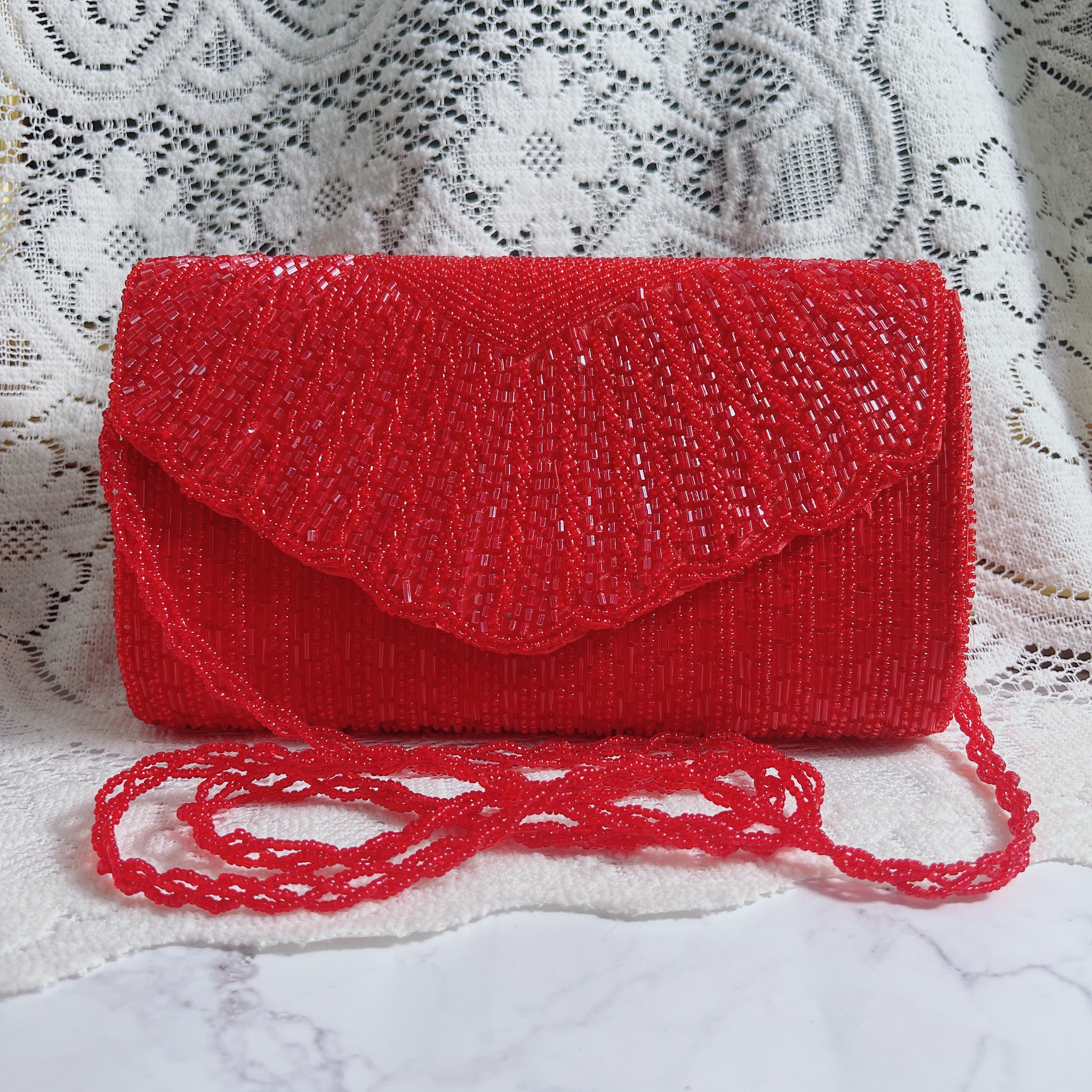 编码1010纯手工百搭经典钉珠礼服包重工红色信封包新娘包斜挎包包