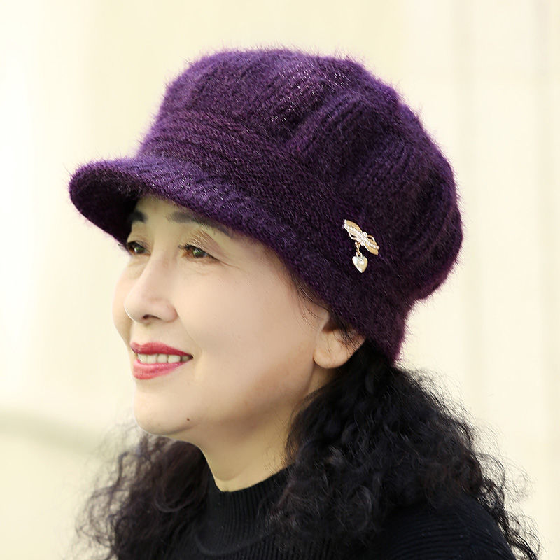 【品质】老人帽子女秋冬新款针织百搭时尚妈妈帽中老年加厚加绒保