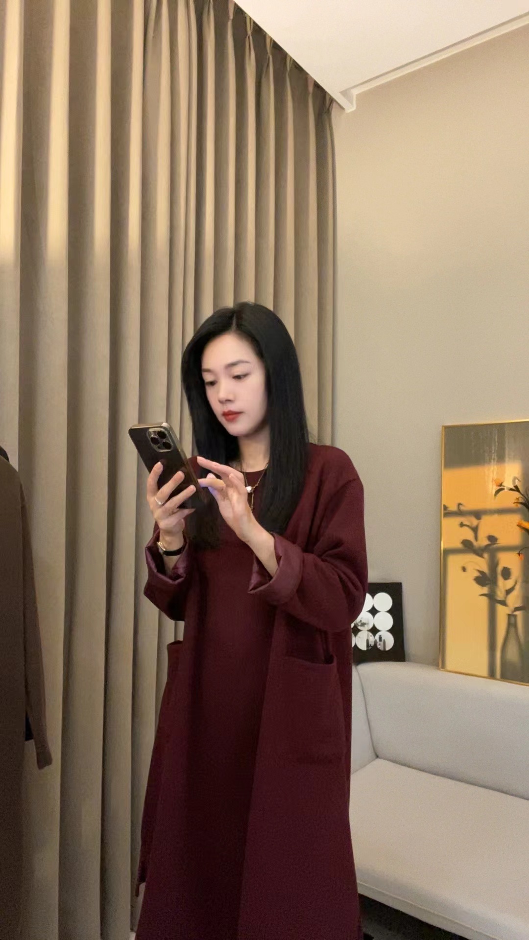 韩版时尚慵懒气质中长款宽松连衣裙87631