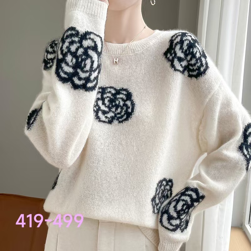409-469山茶花毛衣 时尚百搭羊绒