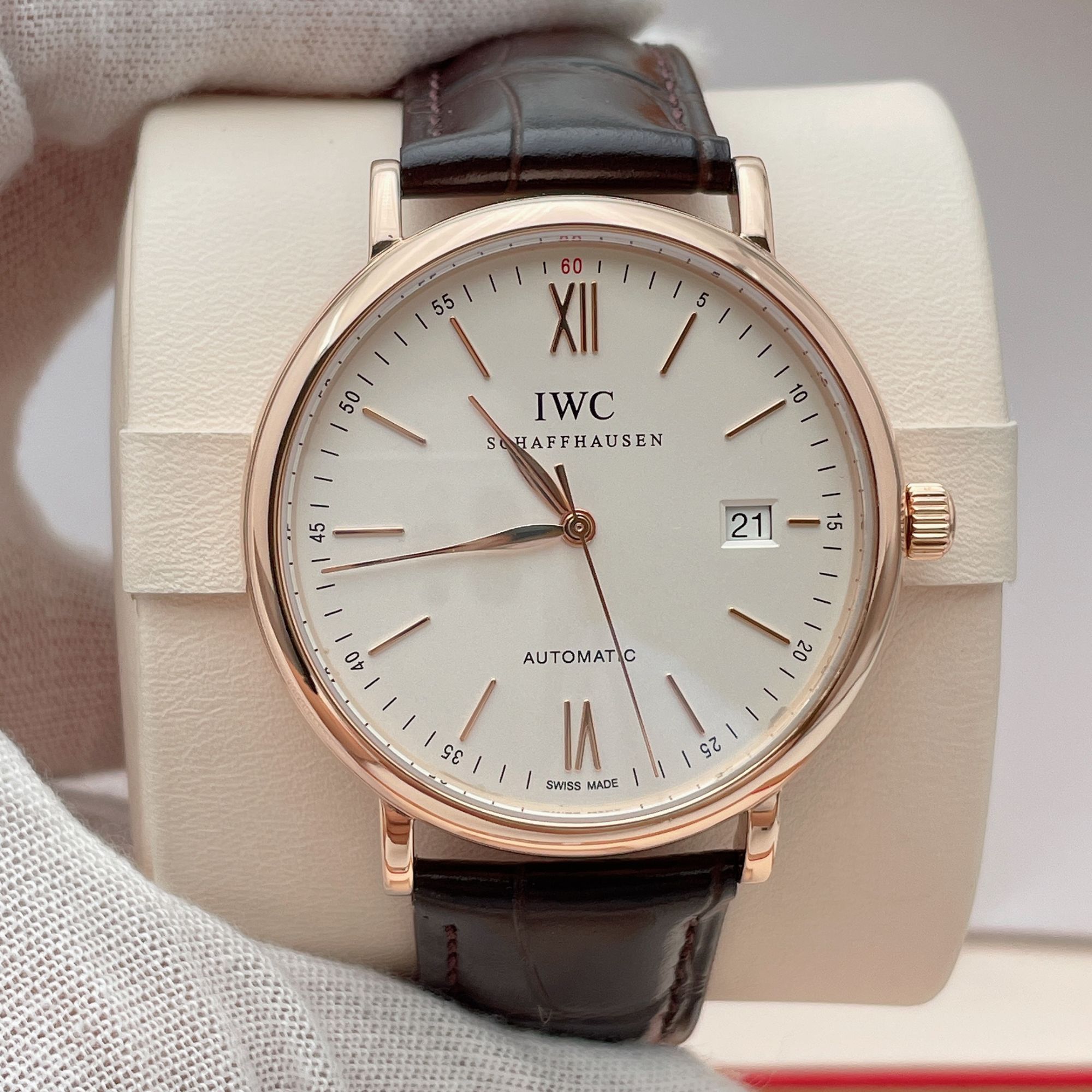 99新 IWC/万国 万国波涛菲诺红60自动机械表径40