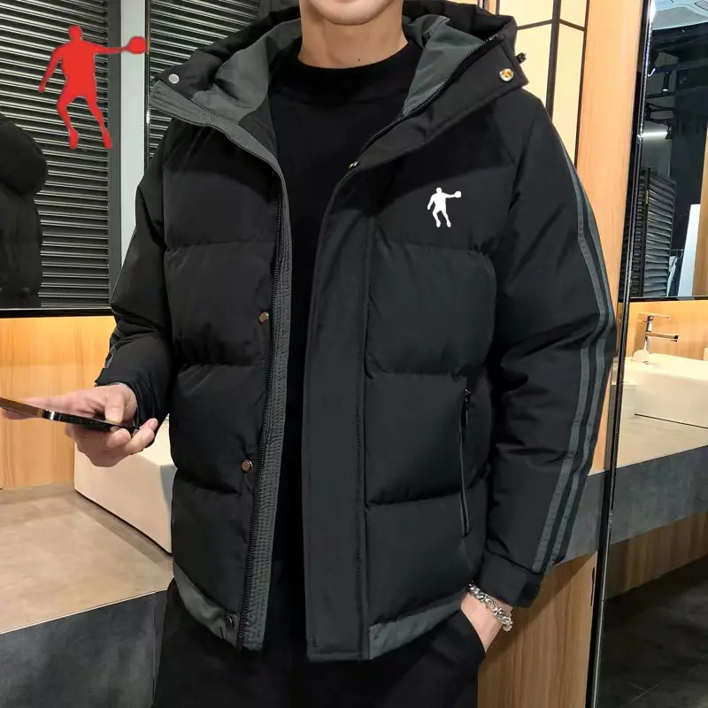 乔丹男士加厚棉衣连帽男装保暖外套休闲加绒棉袄潮流百搭韩版棉服