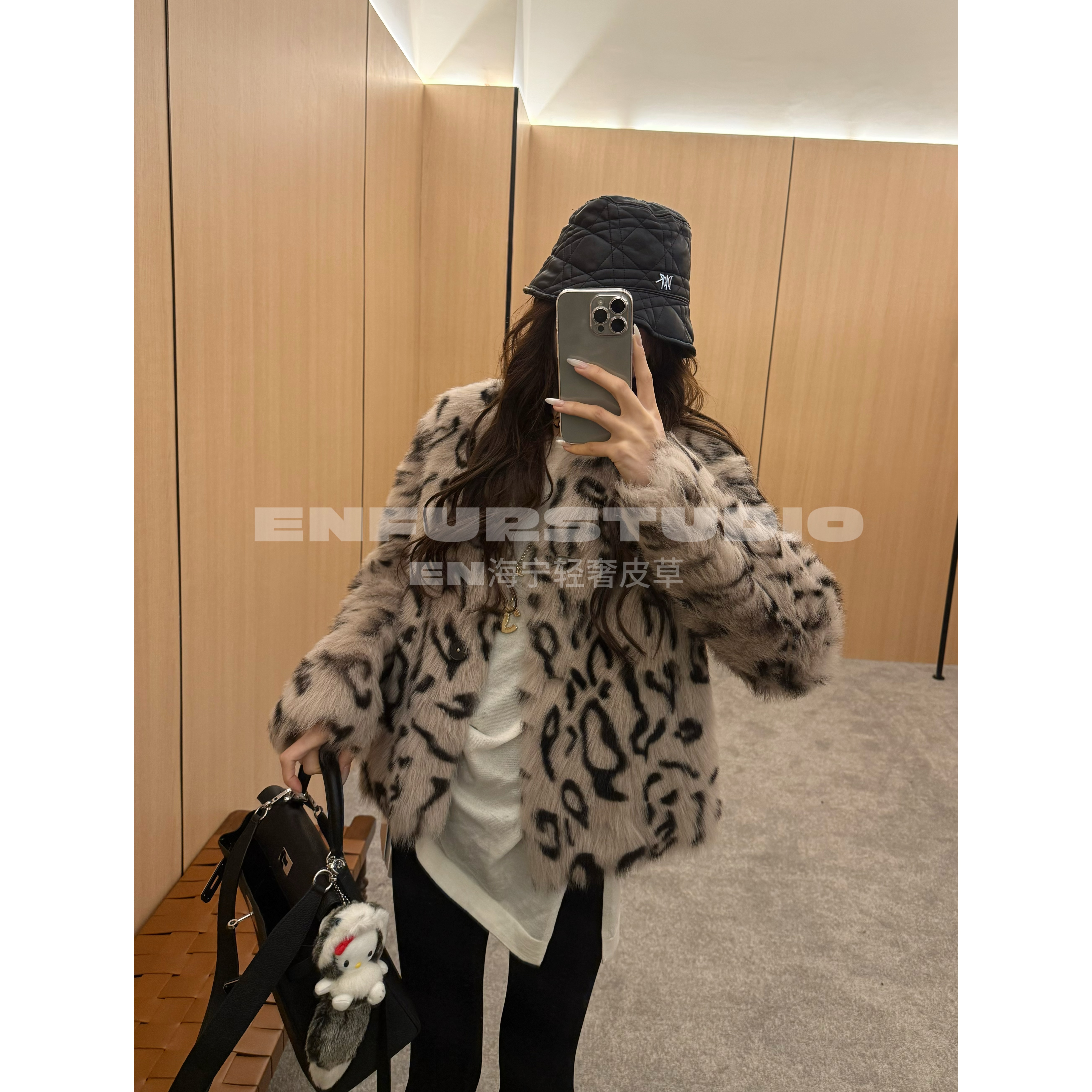 EN 2025/FW | 豹纹奶咖 托斯卡纳皮毛一体皮草外套 GG78117