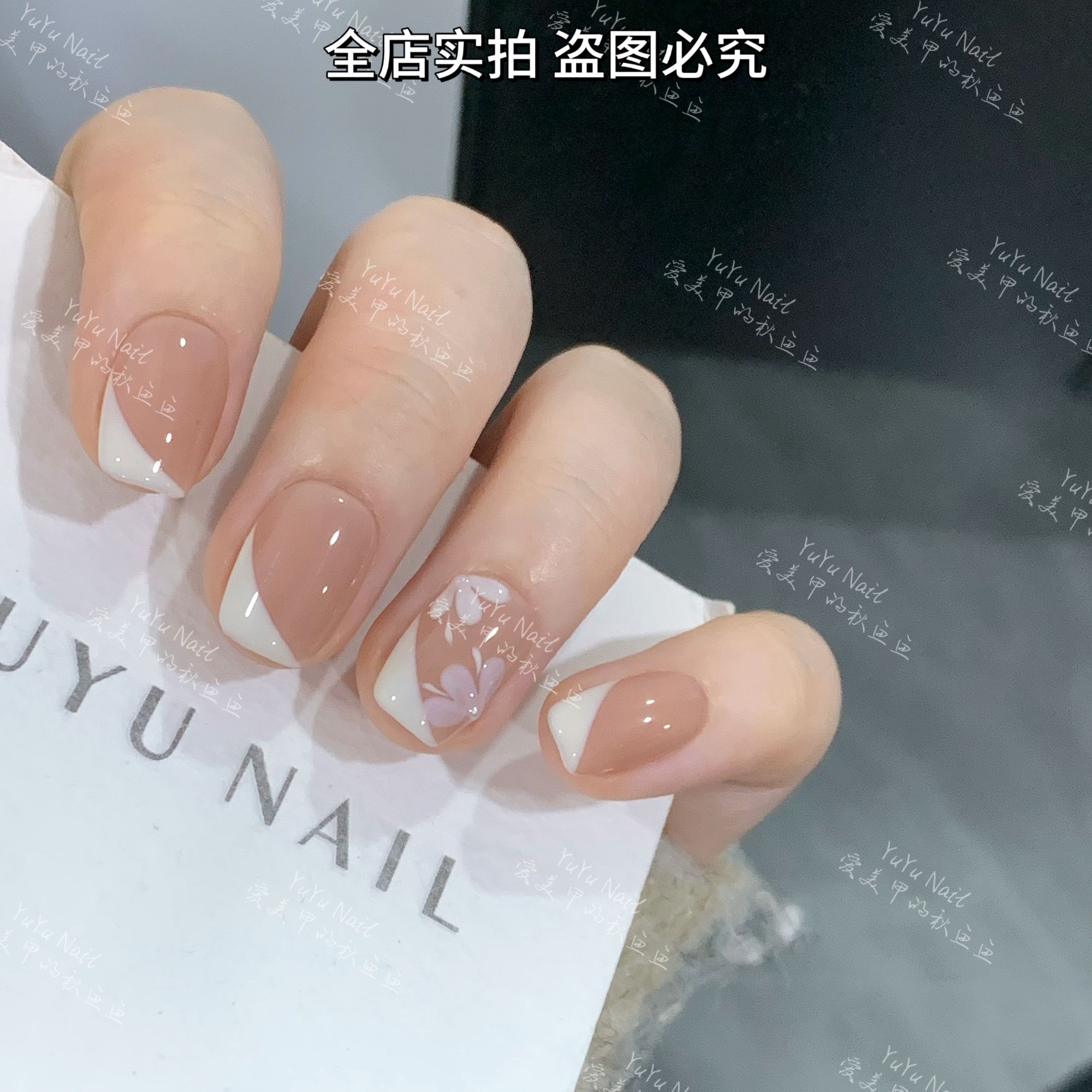 YUYU -【梨花雪】 -简约手绘款法式优雅-小众设计师手工穿戴甲