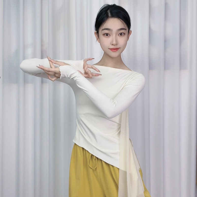 秋冬舞蹈服柔软显瘦修身飘逸长袖古典舞民族舞形体演出练功表演服