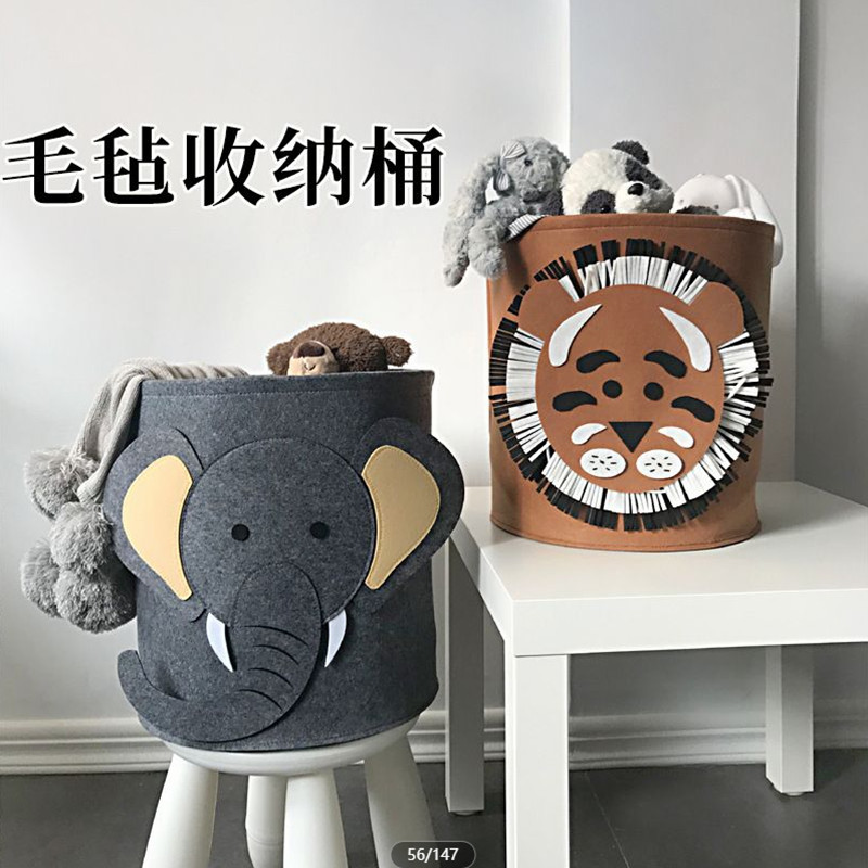 家用卡通毛毡收纳桶一个 颜色随机 有问题了联系贴纸客服 