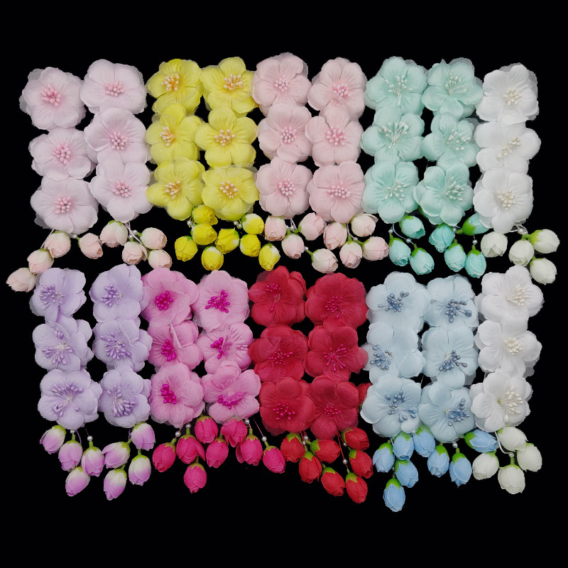 3连朵樱花款式鬓花戏剧头花边花戏剧演出用品京剧青衣花旦小姐花