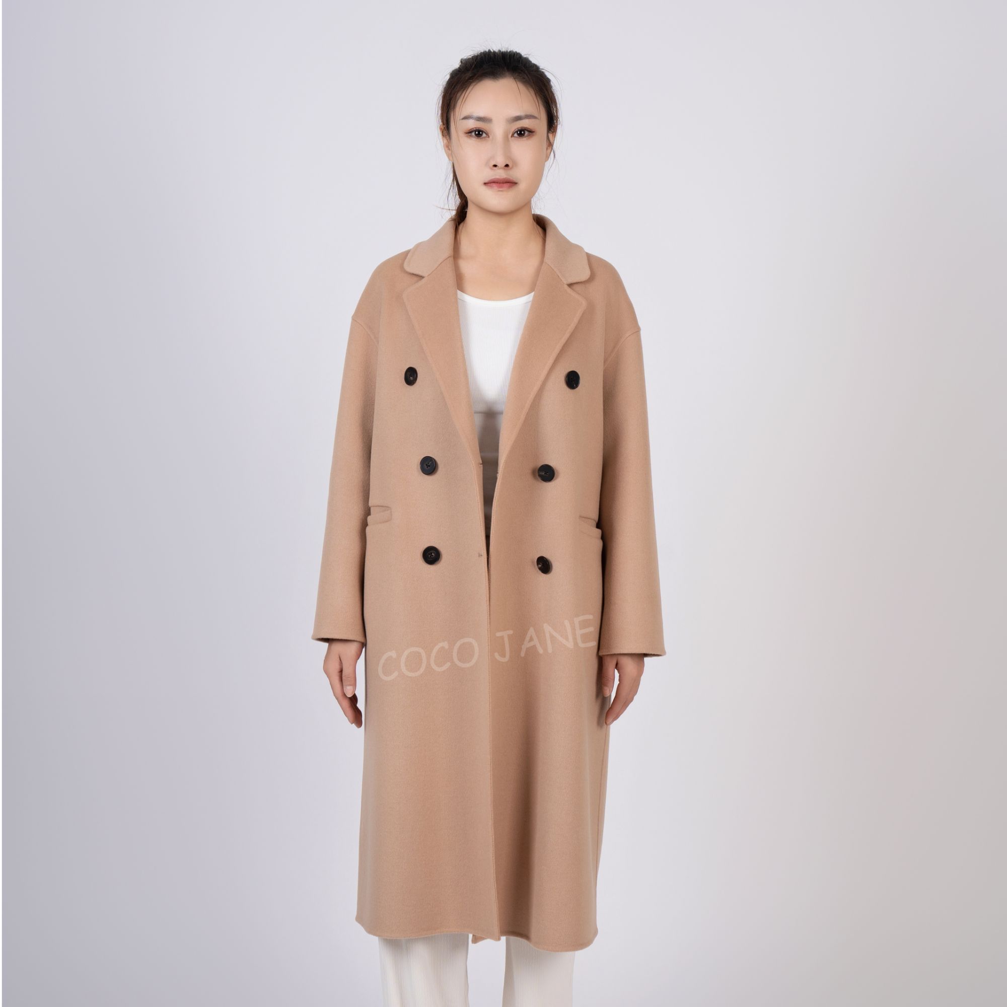 【订制款】经典西装领六粒扣双面呢中长款大衣春秋冬款双排扣