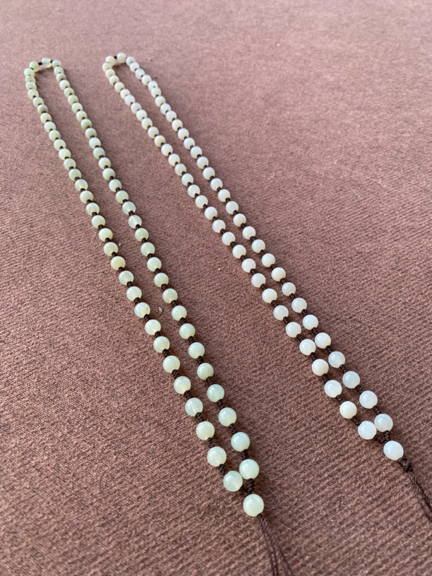 天然岫玉白色圆珠链颜色随机发珠链绳diy配饰珠链绳浅色玉石珠链