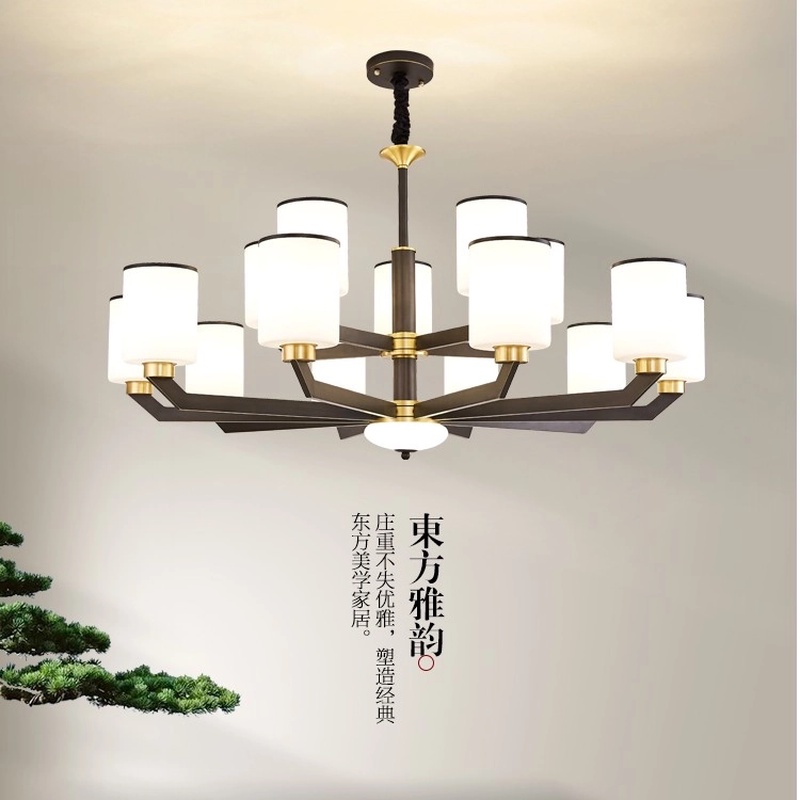 新中式吊灯客厅复古大灯现代简约中国风大气家用别墅餐厅灯具套餐