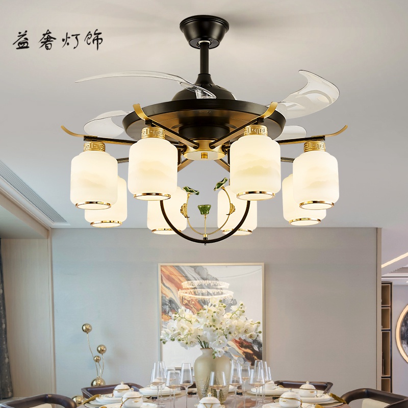 【高货特价】HX新中式隐形风扇灯吊扇灯一体家用客厅灯餐厅灯具
