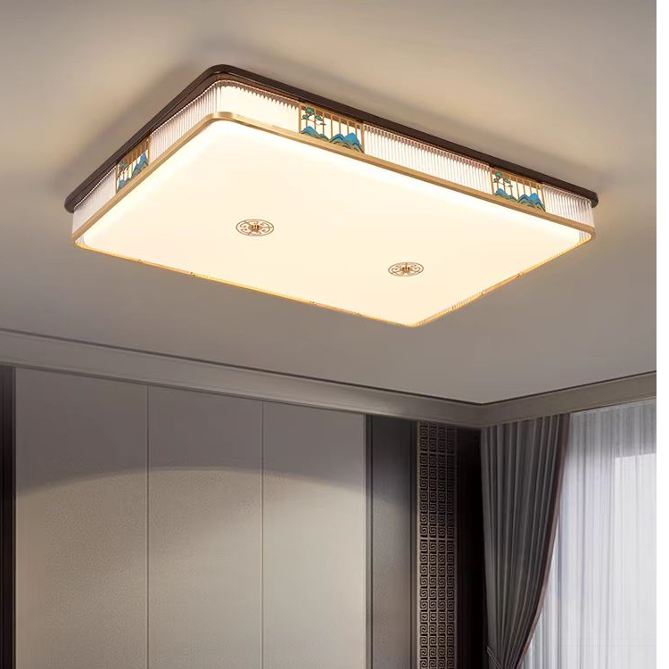 新中式全铜客厅吸顶灯中国风实木餐厅卧室书房灯大气主卧吸顶灯具