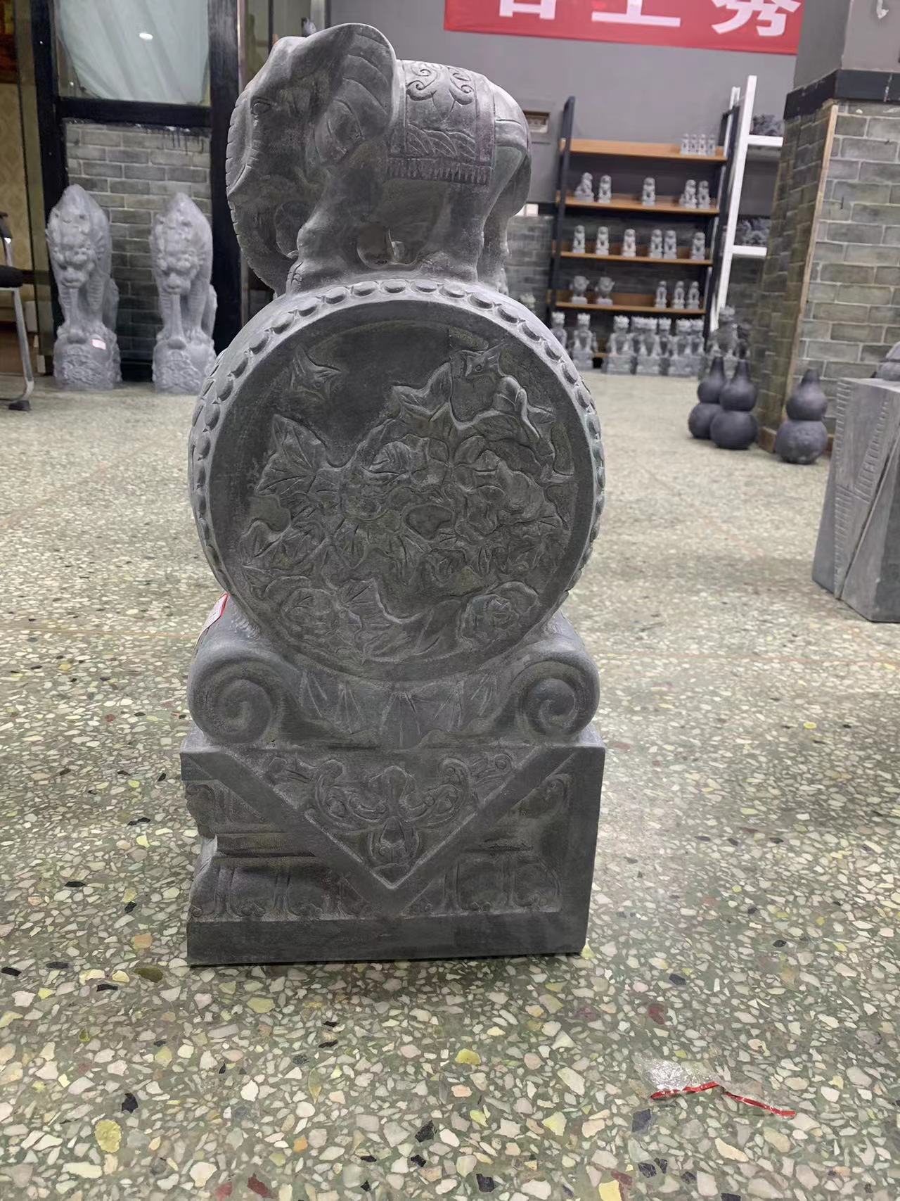 石雕门墩一对抱鼓石门家用仿古青石狮子麒麟貔貅大象门口摆件石鼓