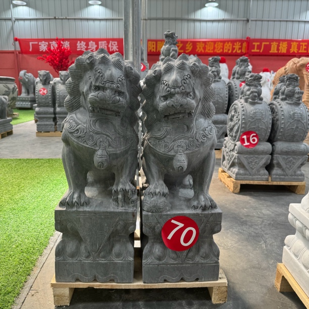 青石狮子石狮子一对包邮别墅工厂公司门口风水摆件看门镇守摆件