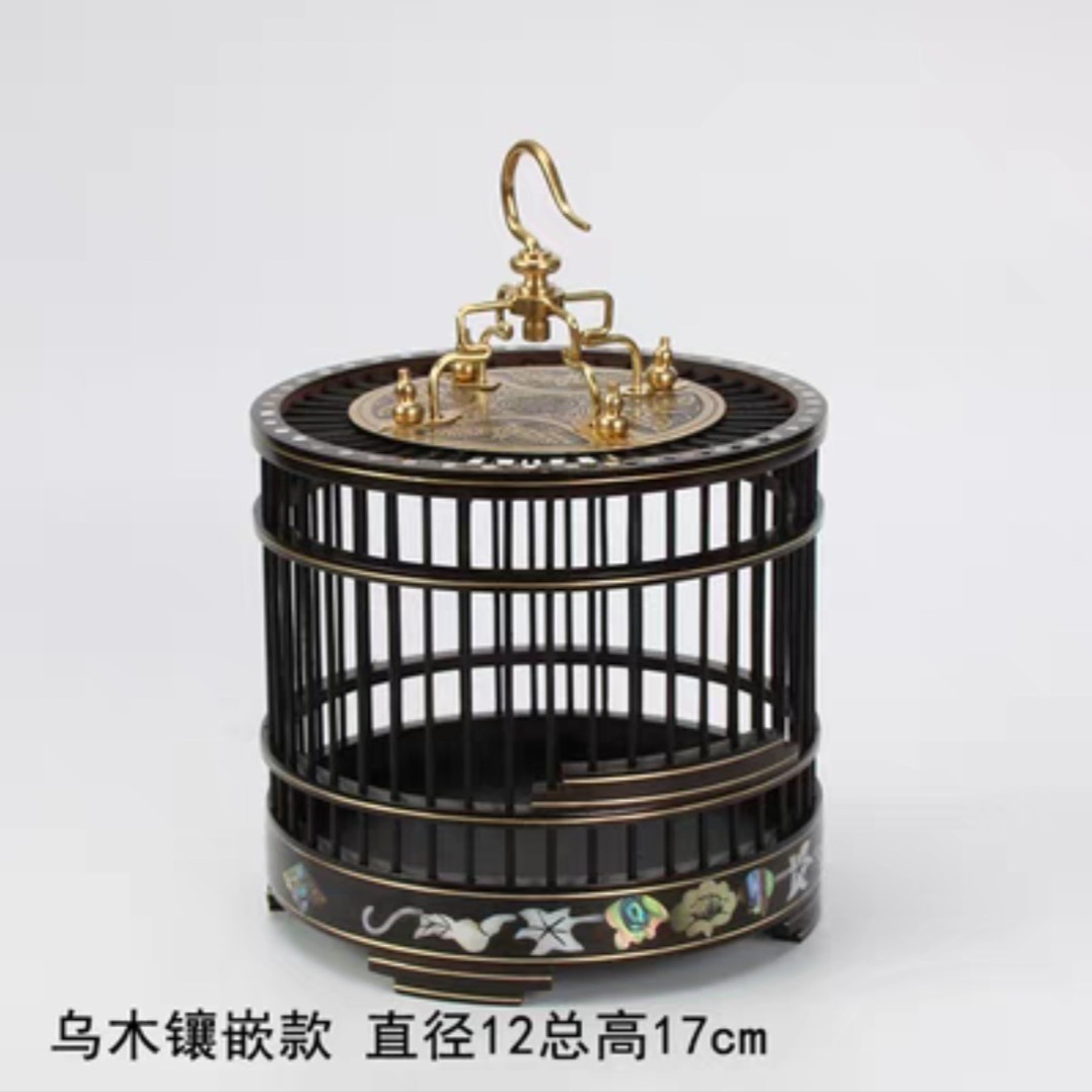 乌木黑檀镶嵌蝈蝈笼子手工制作高端大气上档次送礼自留佳品