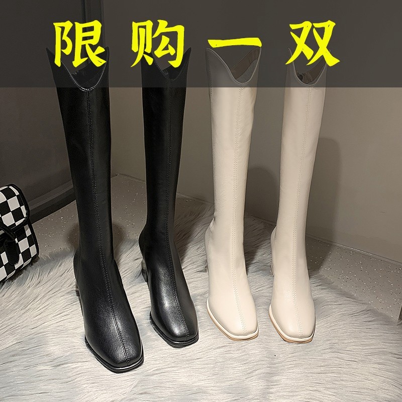 红蜻蜓牌不过膝长靴女靴骑士靴高筒马靴高跟靴秋冬新款长筒弹力