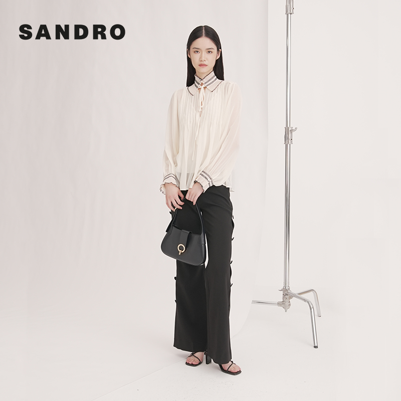 【待】SANDRO法式气质通勤宫廷风花边领灯笼袖休闲衬衫SFPTO00542