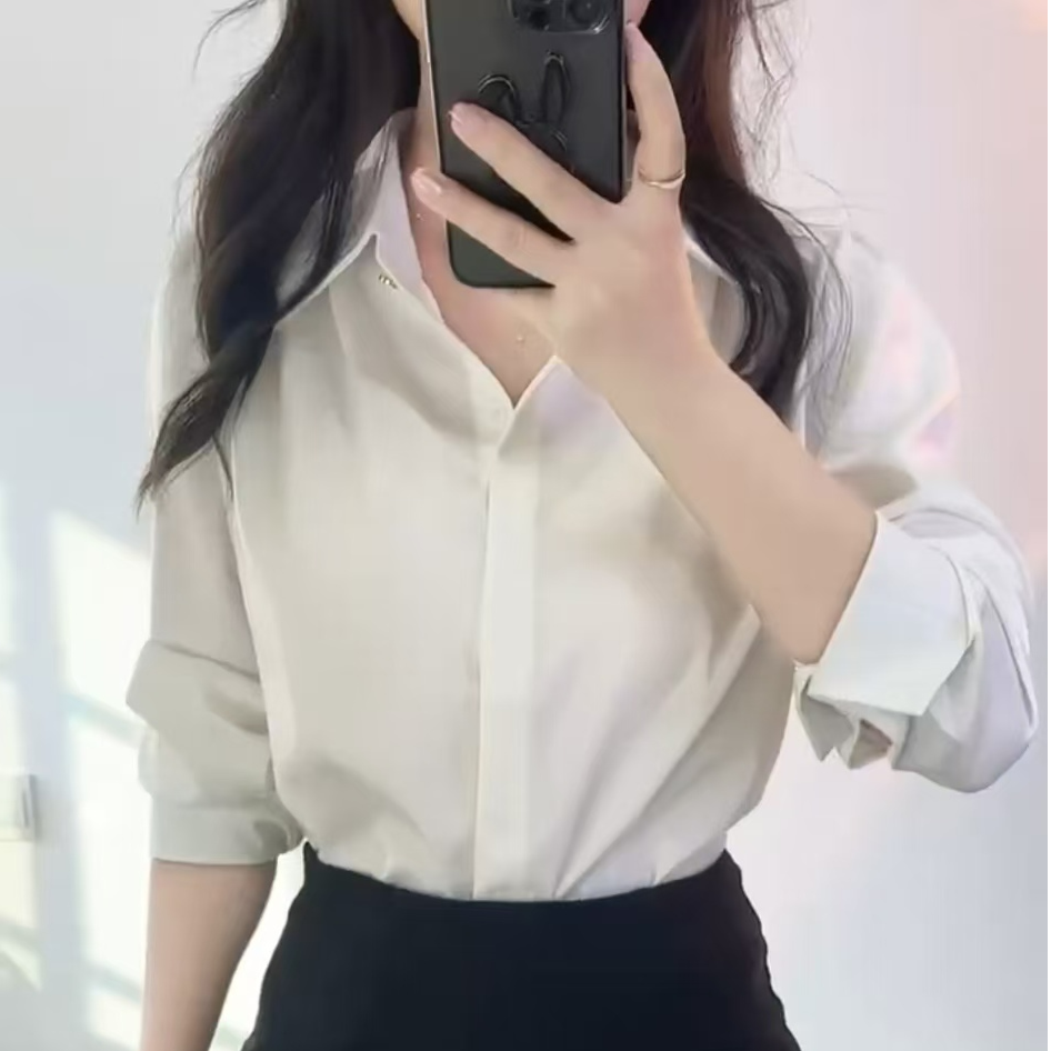 气质修身长袖白衬衫套装女职业足浴技师工作制服衬衣包臀裙两件套