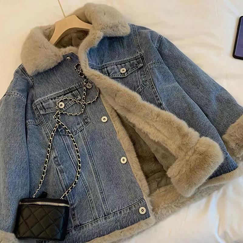 牛仔外套女秋冬天新款复古高品质休闲宽松bf潮牌加厚休闲派克服女