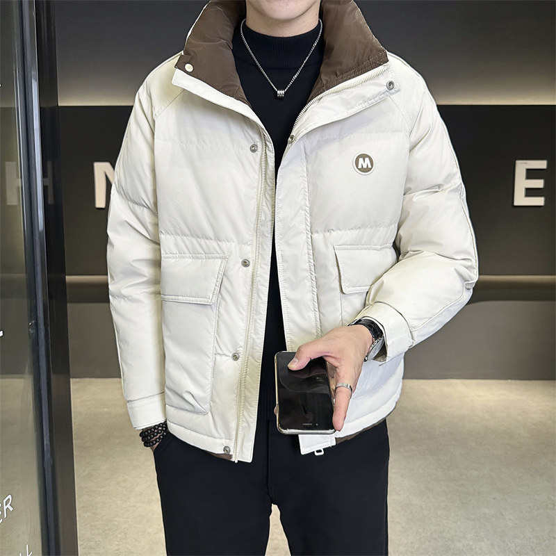 男士冬季羽绒服时尚翻领帅气百搭白鸭绒保暖加厚夹克2025新款