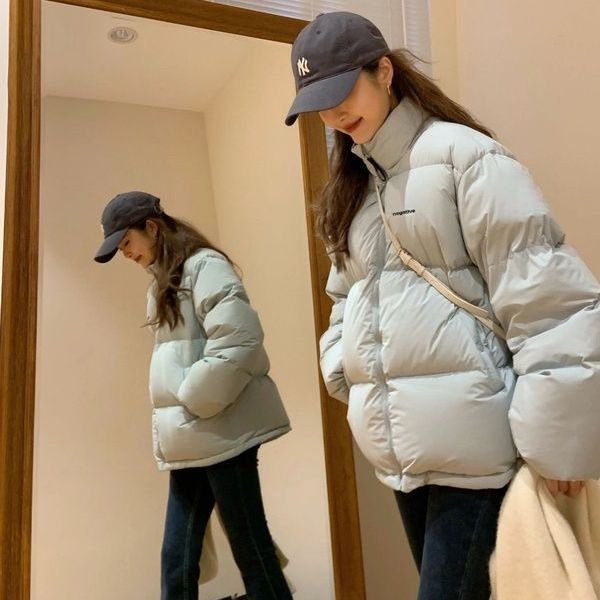 2023新款韩版羽绒服女短款加厚白鸭绒宽松情侣面包服冬季外套反季