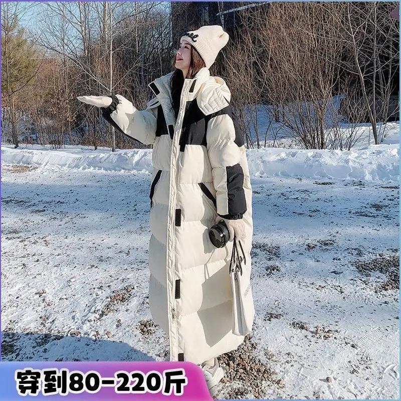 工装棉衣女长款过膝韩版2022新款棉袄宽松加厚羽绒羽绒服大码外套