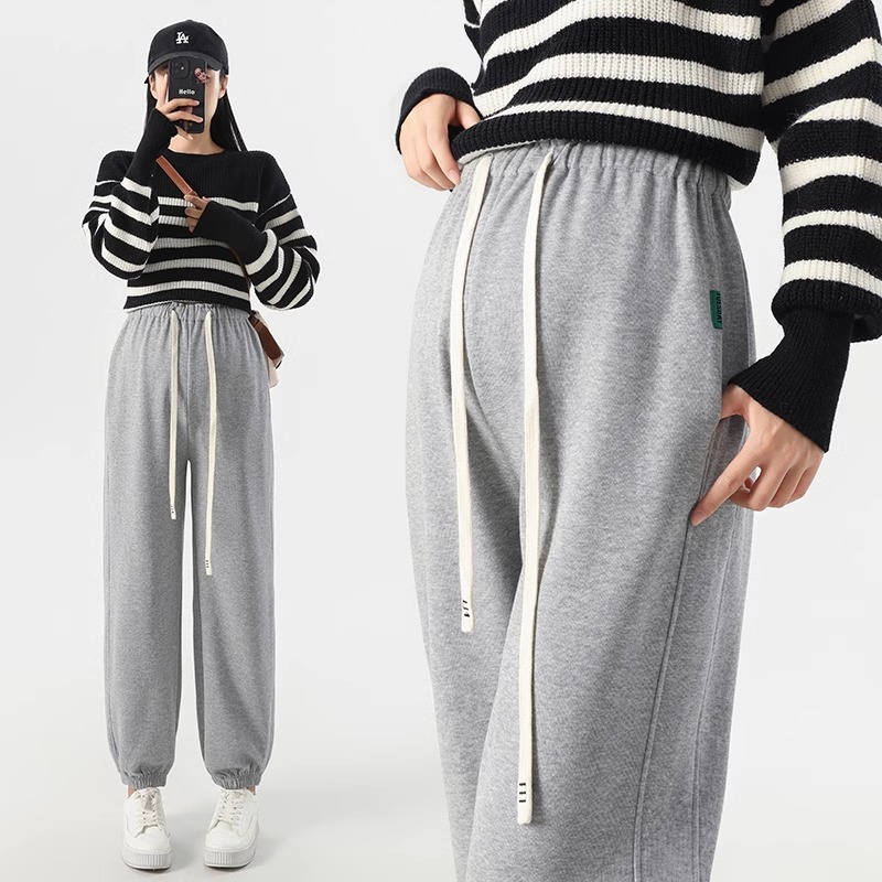 【萱萱】孕妇裤子冬季加绒加厚外穿新款无托腹卫裤抽绳运动裤秋冬款