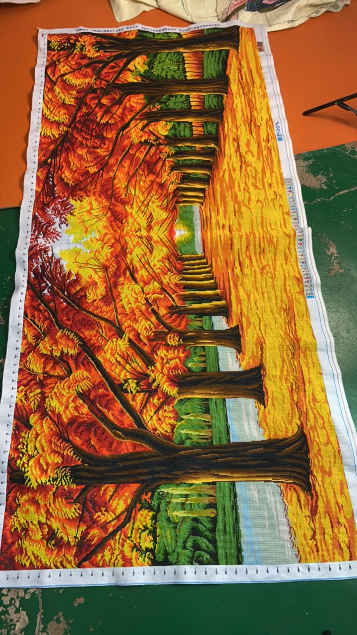 纯手工十字绣成品黄金满地新版2.2米客厅画